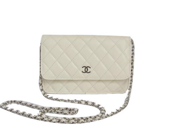 Best Chanel Lambskin Flap Bag A33814 Off-white With Silver Hardware On Sale